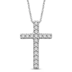 14K White Gold 1/10 Ct.Tw.Diamond Cross Pendant