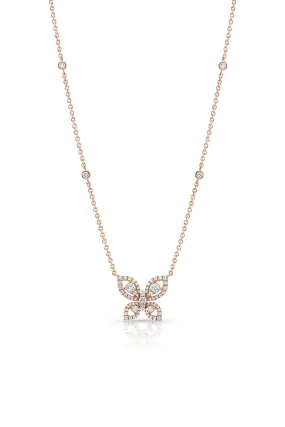 18 kt Rose Gold Diamond Butterfly Necklace