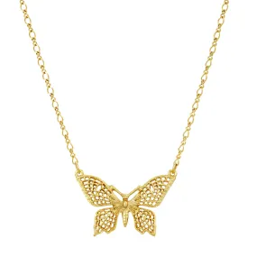 1928 Jewelry&reg; Gold Tone Filigree Butterfly Pendant Necklace 16In Adj.