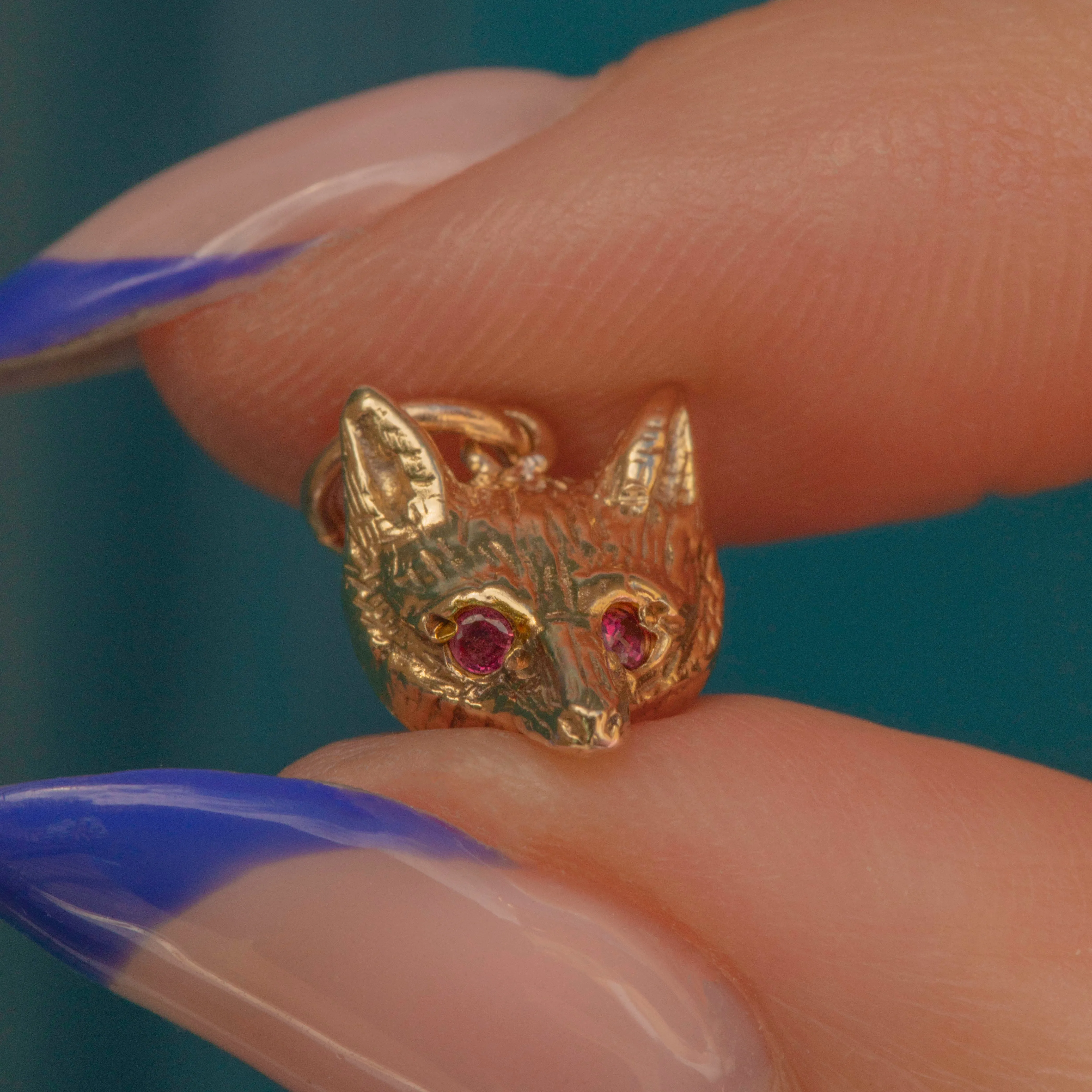 Antique 9ct Gold Fox Charm, Ruby Eyes