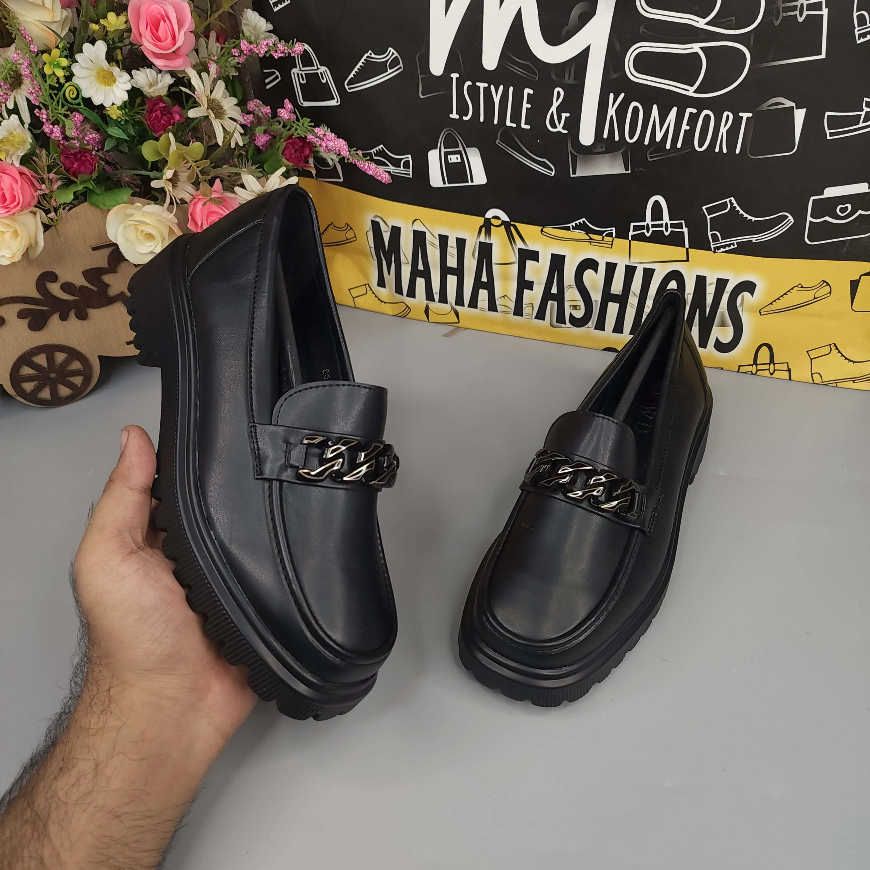 Black Platform Loafers for Women