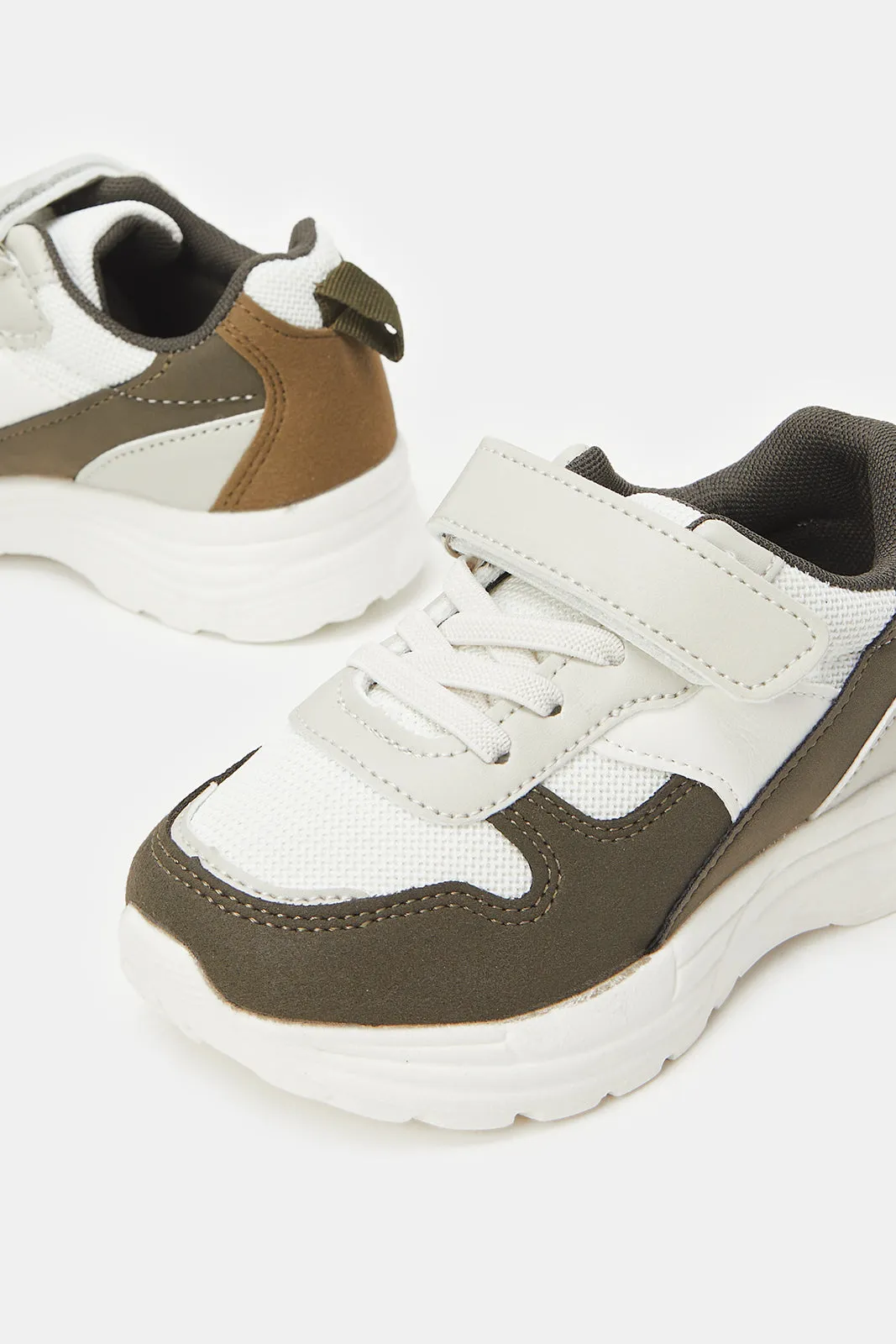 Boys Beige Colour Block Chunky Trainers