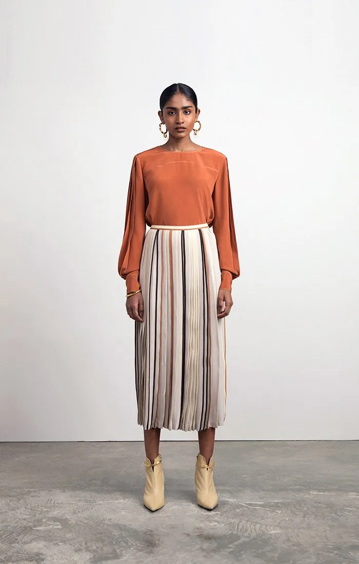 Classic Pleated Silk Skirt