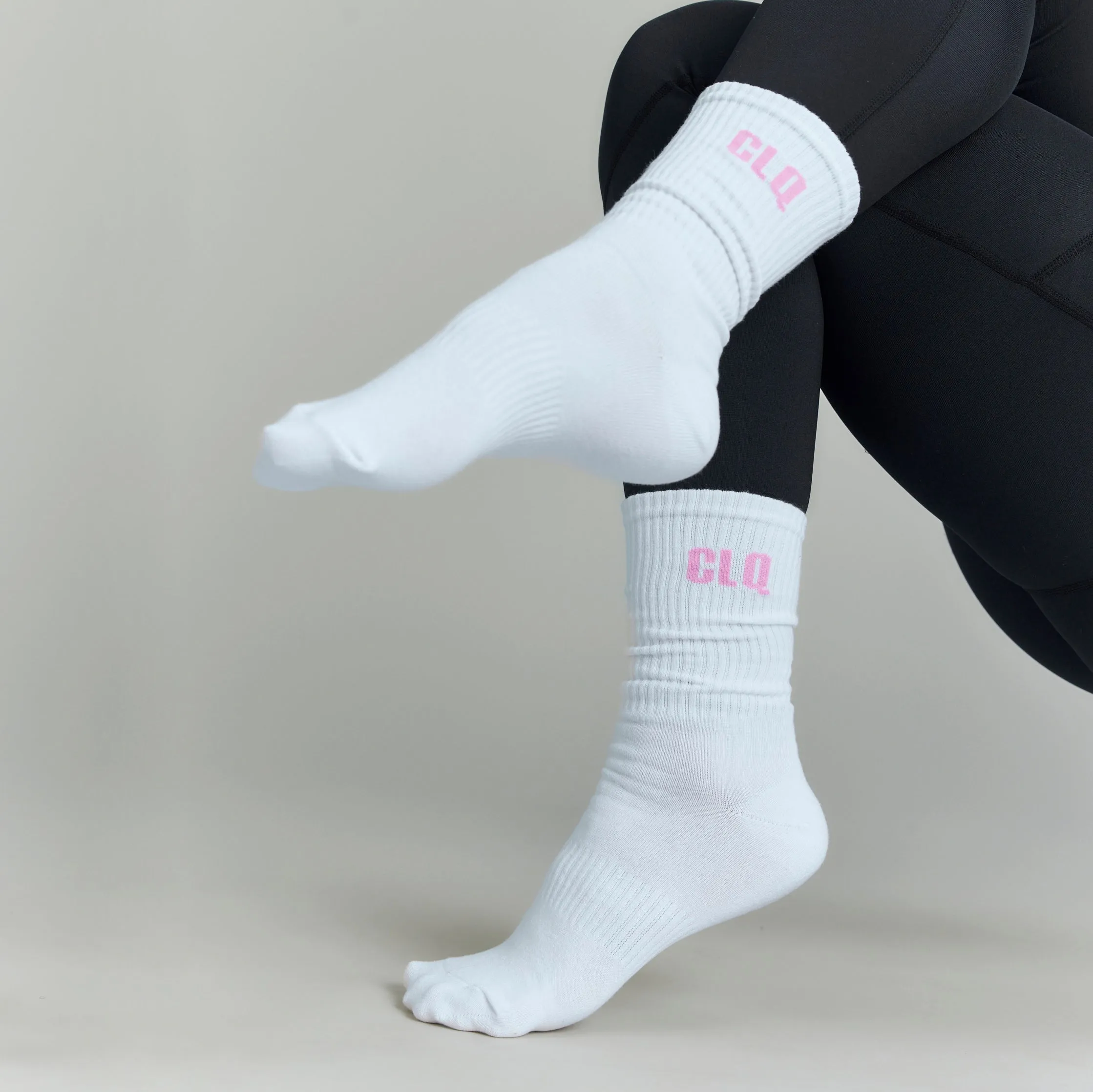 CLQ Tube socks - White/Pink