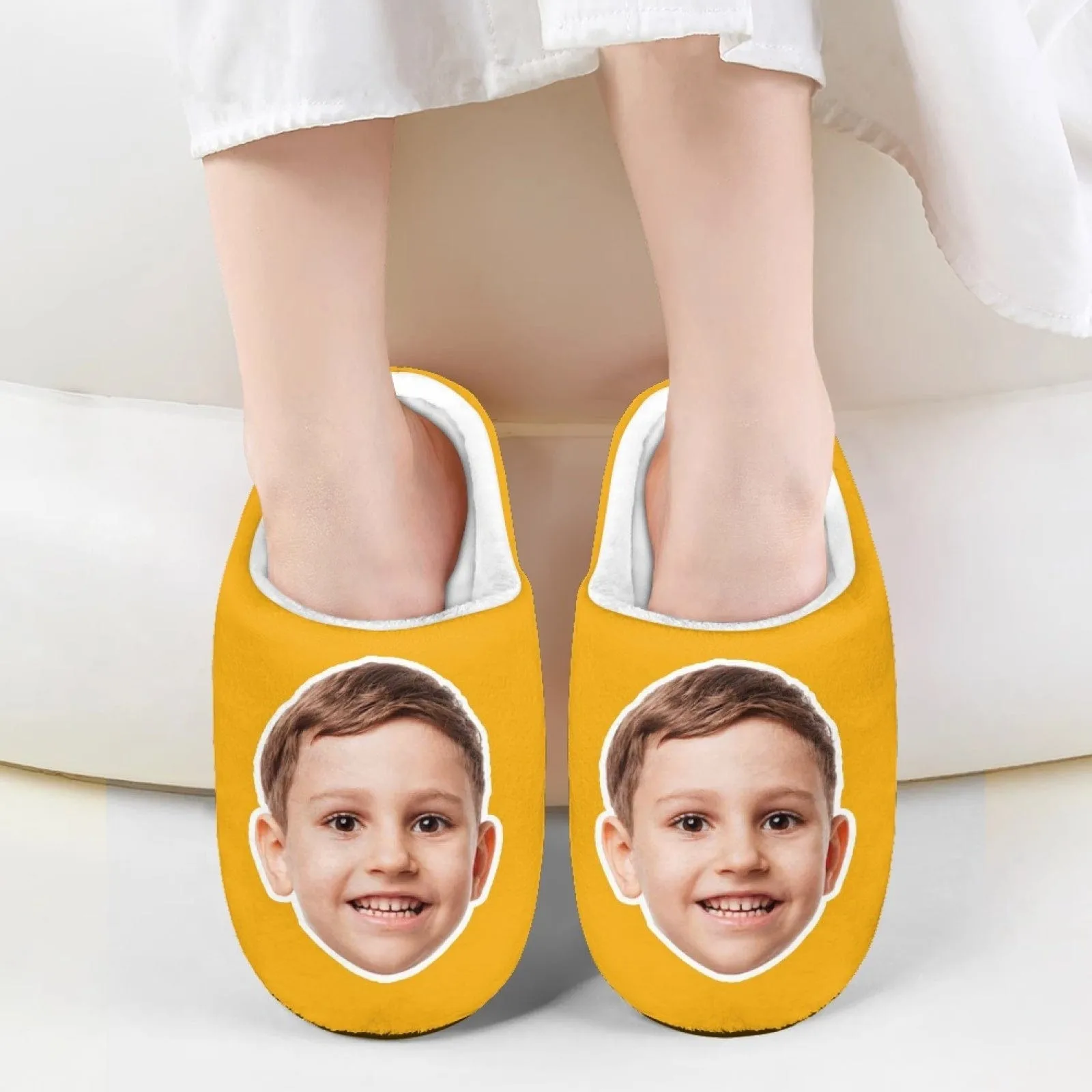 Custom Big Face Multicolor Cotton Slippers for Adult&Kids Personalized Non-Slip Slippers Warm House Shoes