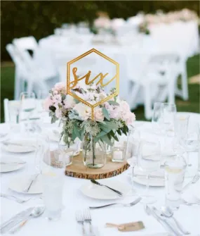 Double Hex Wedding Table Number Signage