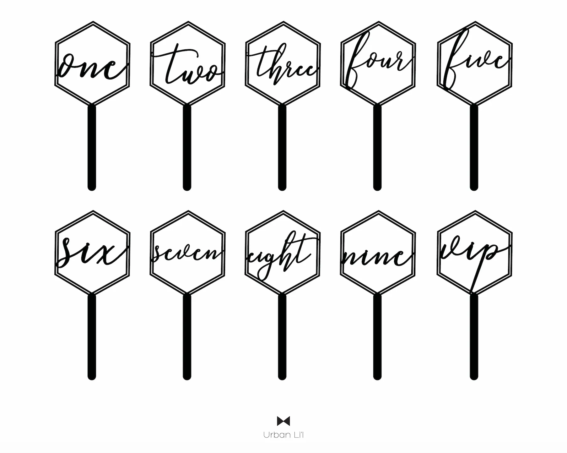 Double Hex Wedding Table Number Signage