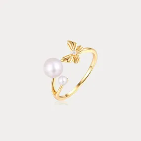 Dream Catching Butterfly Pearl Ring