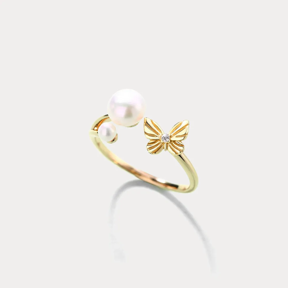 Dream Catching Butterfly Pearl Ring