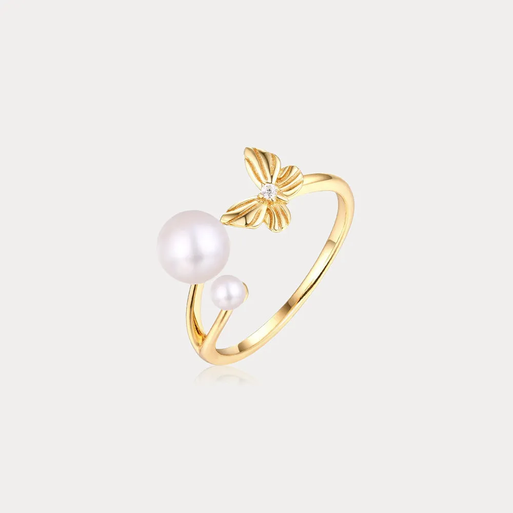 Dream Catching Butterfly Pearl Ring