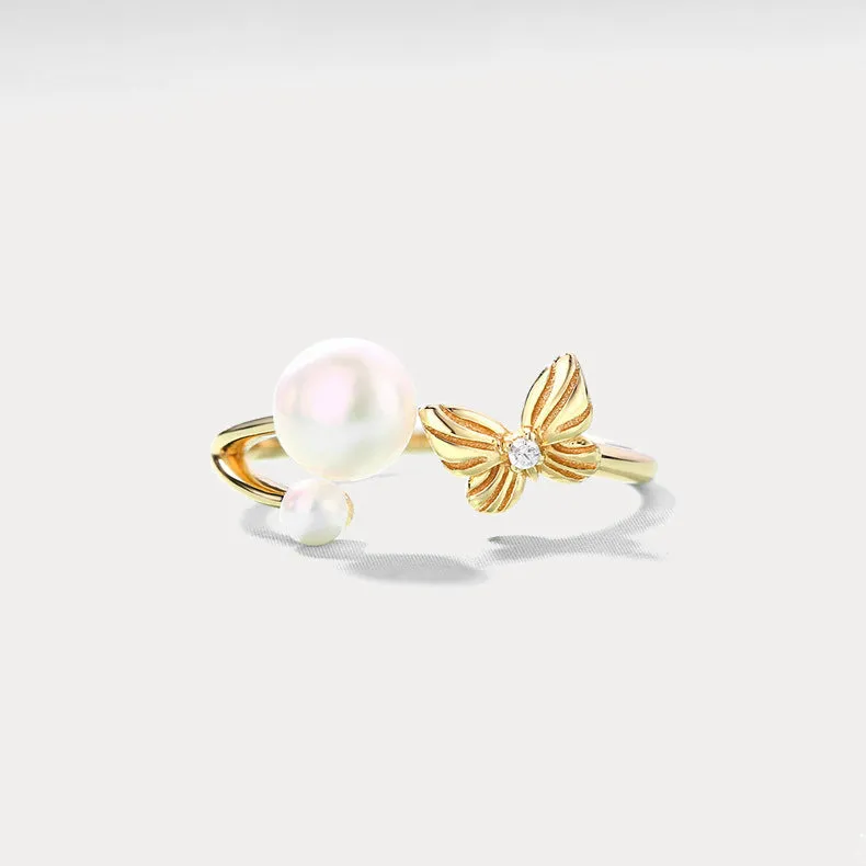 Dream Catching Butterfly Pearl Ring