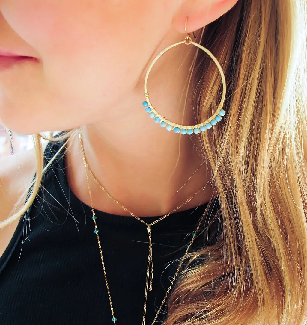 Gemstone Arc Hoops - Turquoise