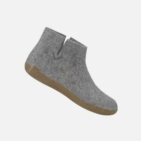 Glerups Grey Boot with Leather Sole Slipper