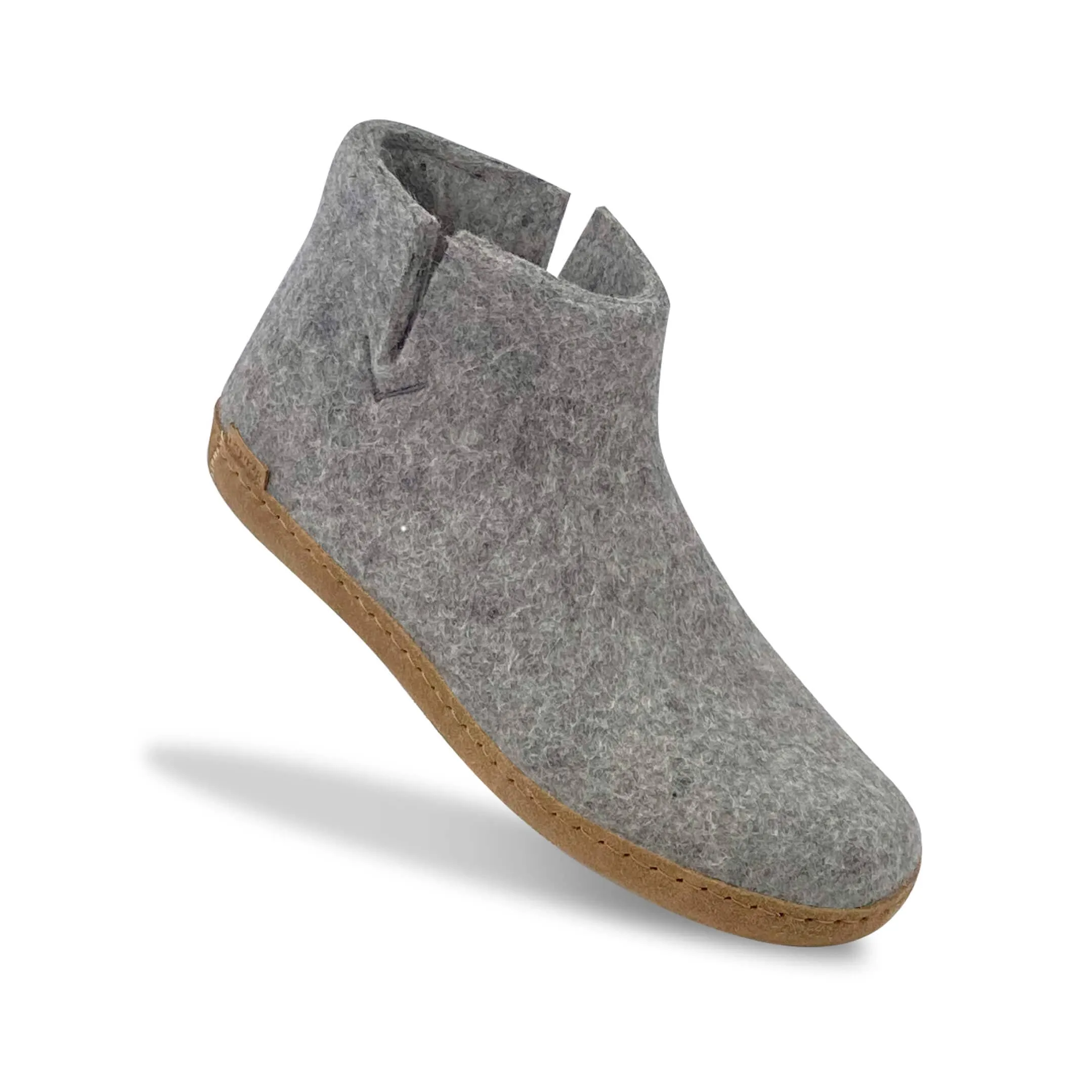 Glerups Grey Boot with Leather Sole Slipper