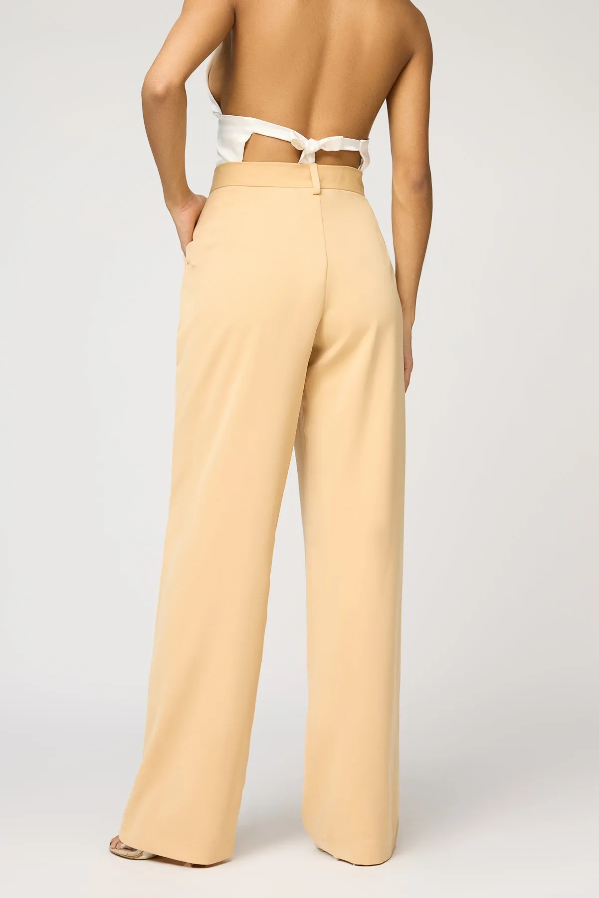 Golden Glow Pleated Straight Korean Pants