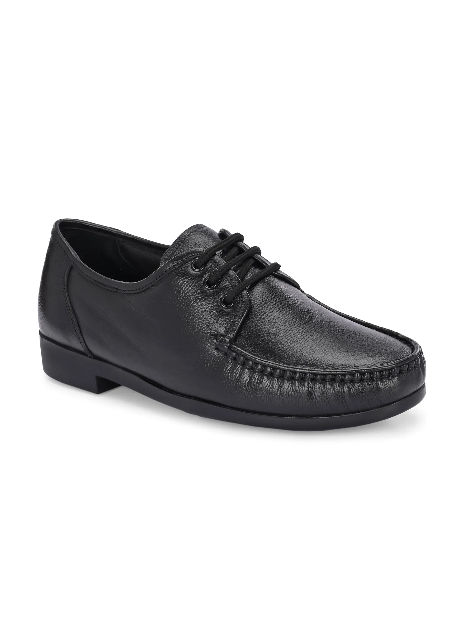 Hitz Men's Black Leather Formal Lace Up Shoes