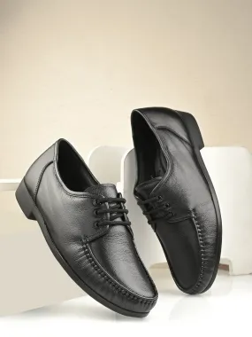 Hitz Men's Black Leather Formal Lace Up Shoes