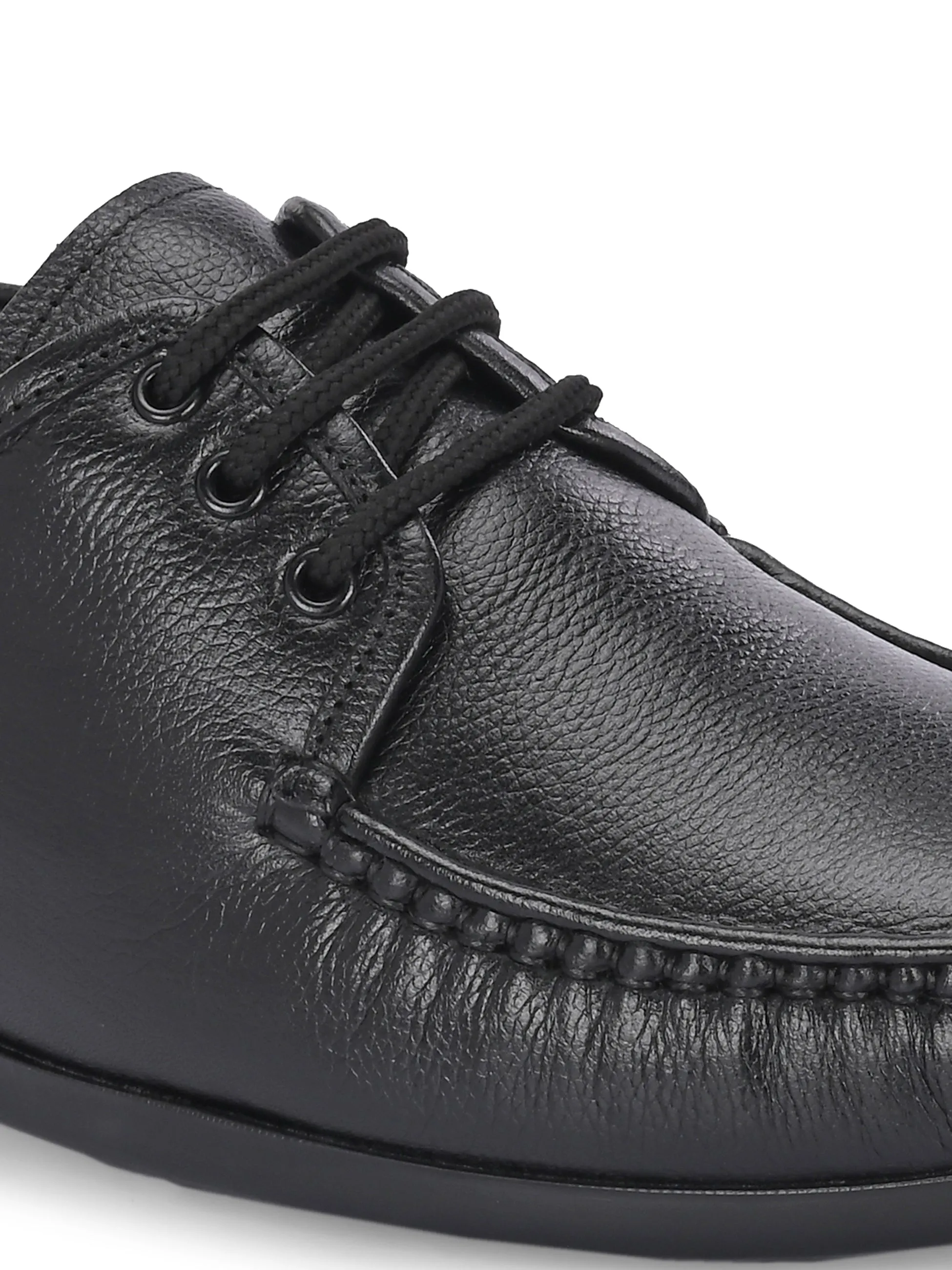 Hitz Men's Black Leather Formal Lace Up Shoes