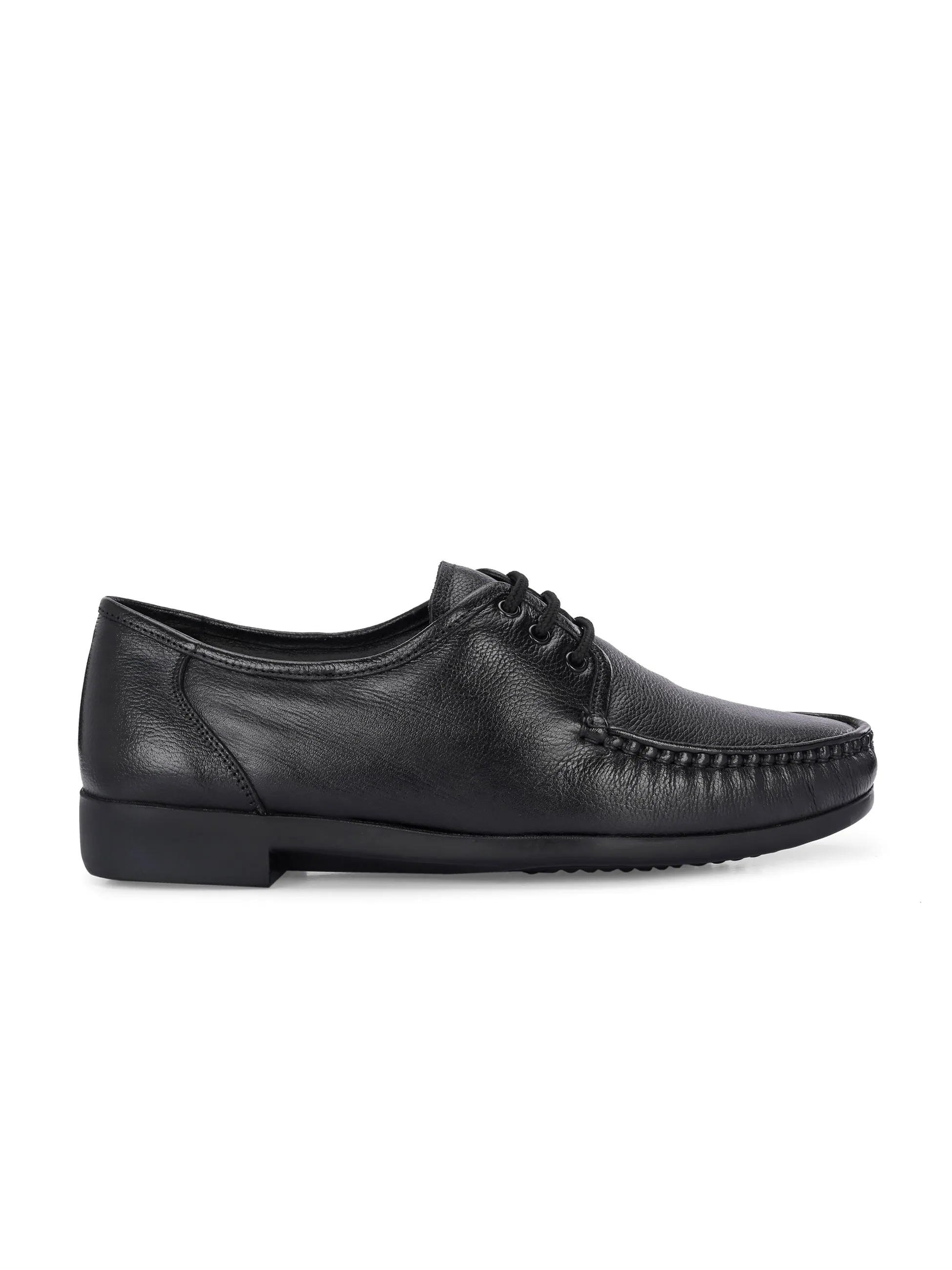 Hitz Men's Black Leather Formal Lace Up Shoes