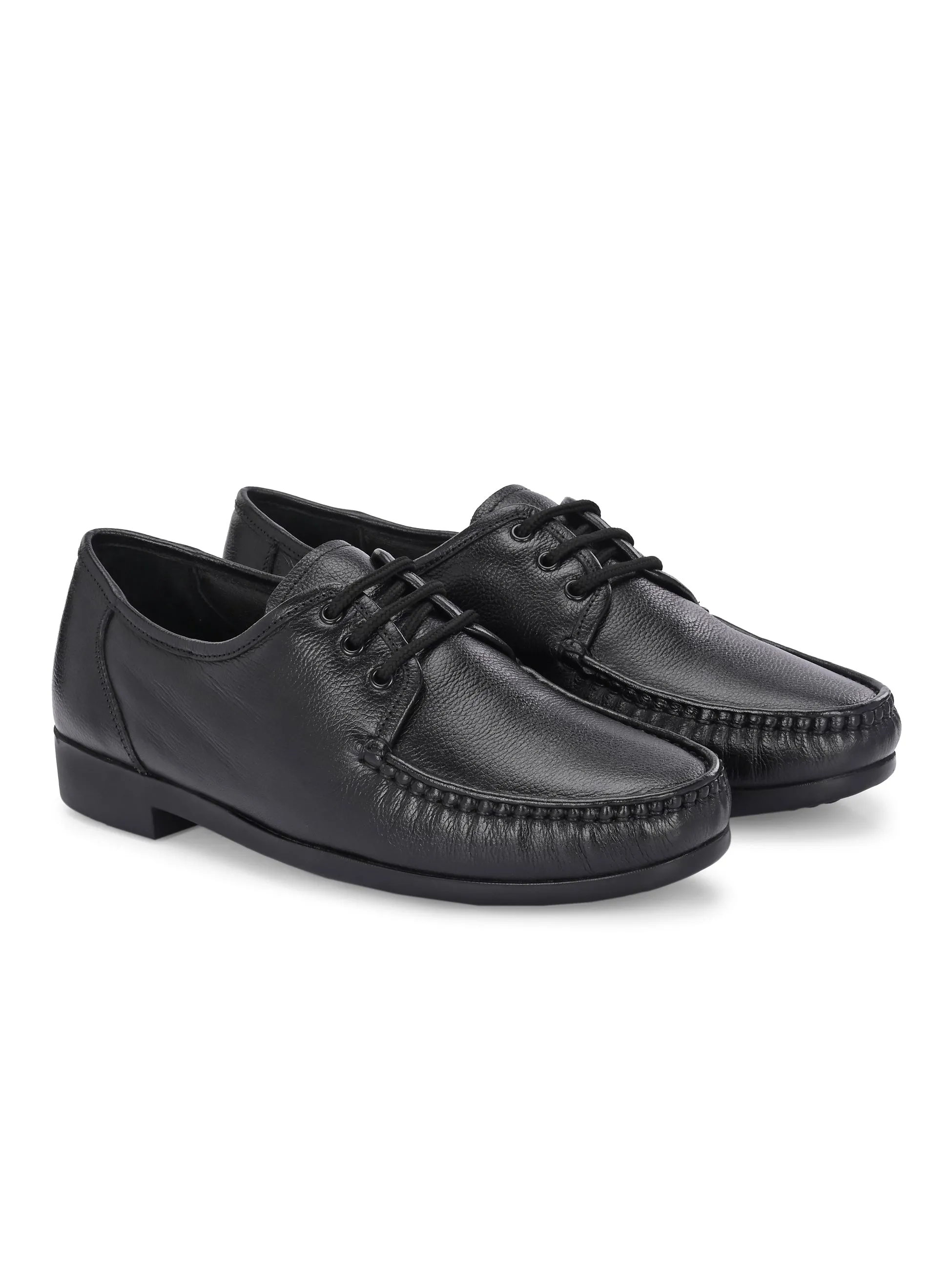 Hitz Men's Black Leather Formal Lace Up Shoes