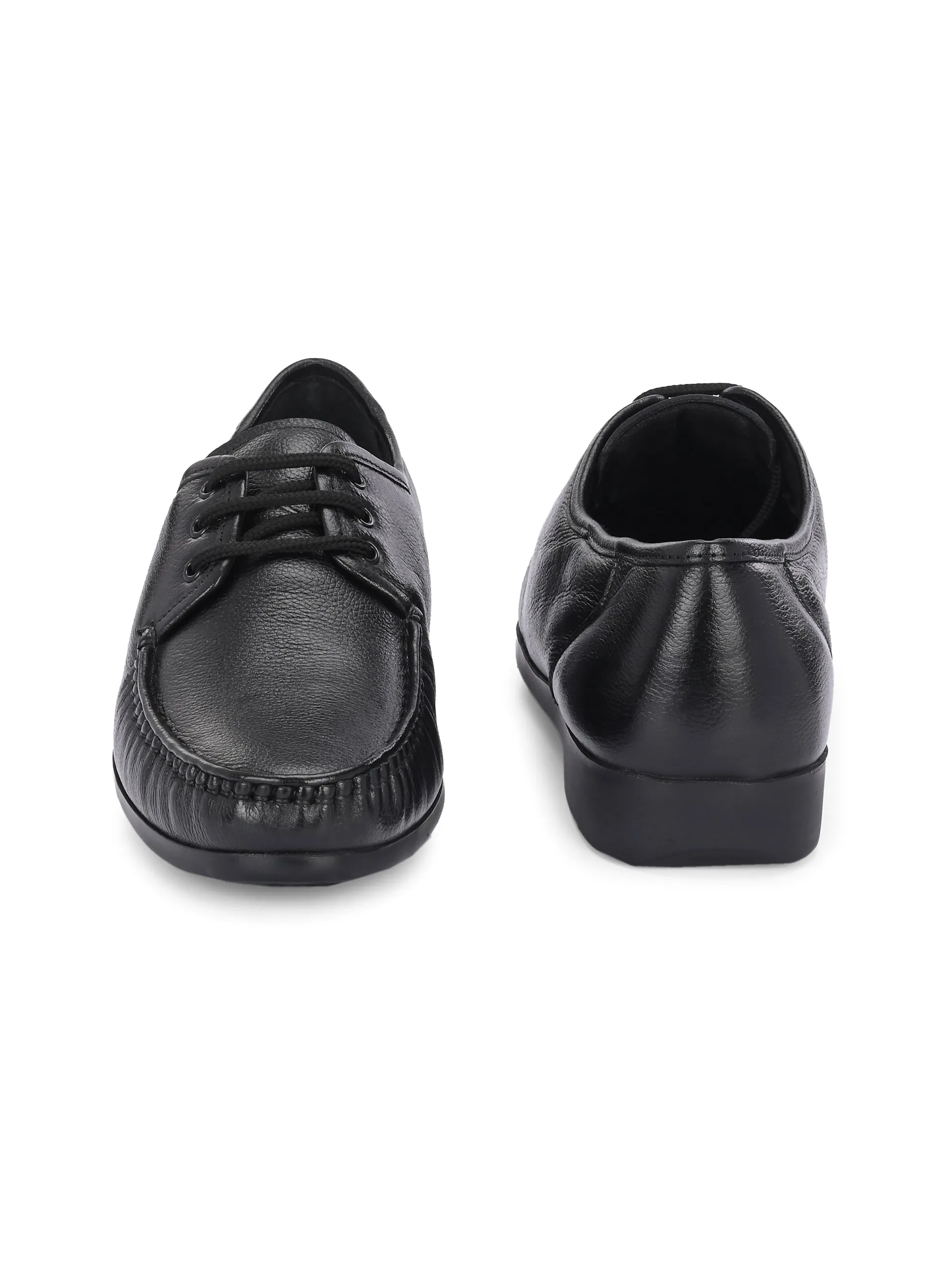 Hitz Men's Black Leather Formal Lace Up Shoes