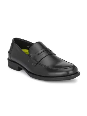 Hitz Men's Black Leather Slip On Formal Shoes