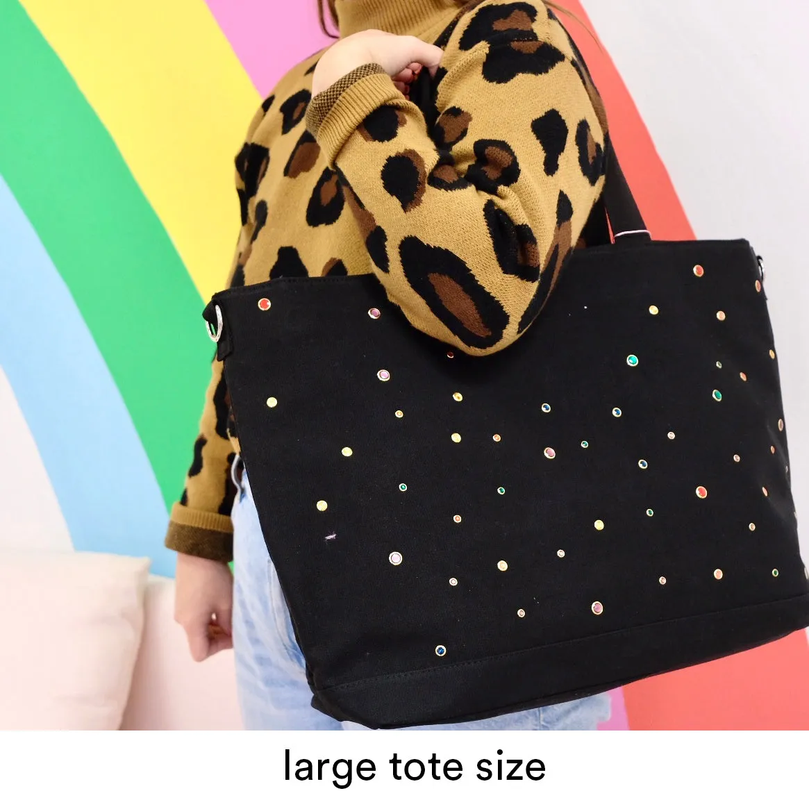 Large Black Rhinestone Personalized Tote