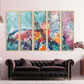 Large framed butterfly paintings on canvas, floater frame home wall decor, multi colored printable wall art, oil paintings canvas wall art