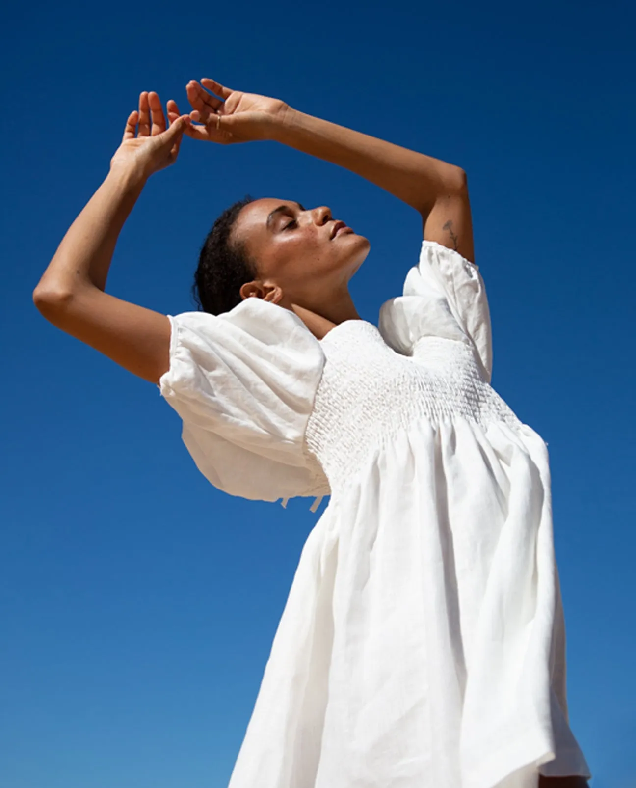 Layrah-May Linen Dress In White