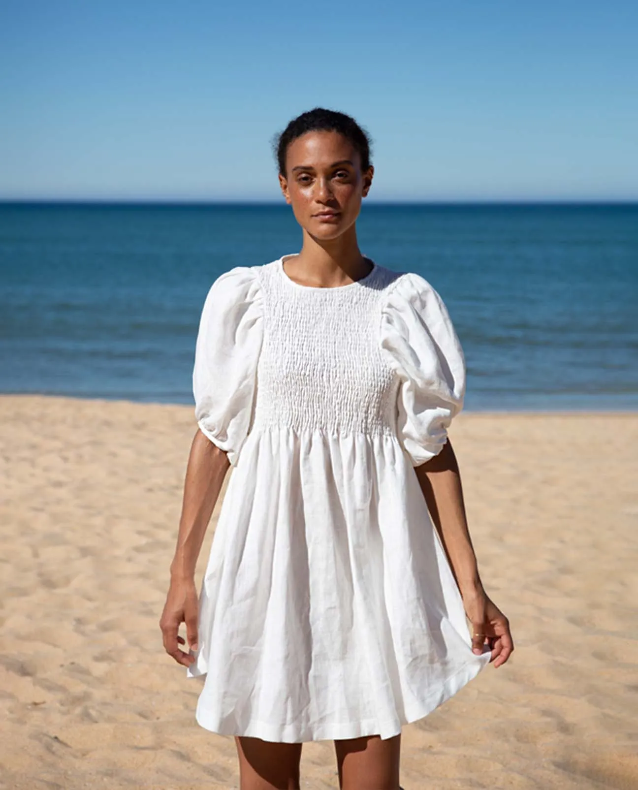 Layrah-May Linen Dress In White