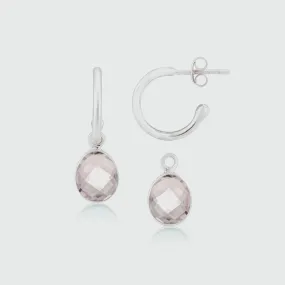 Manhattan Silver & Rose Quartz Interchangeable Gemstone Earrings