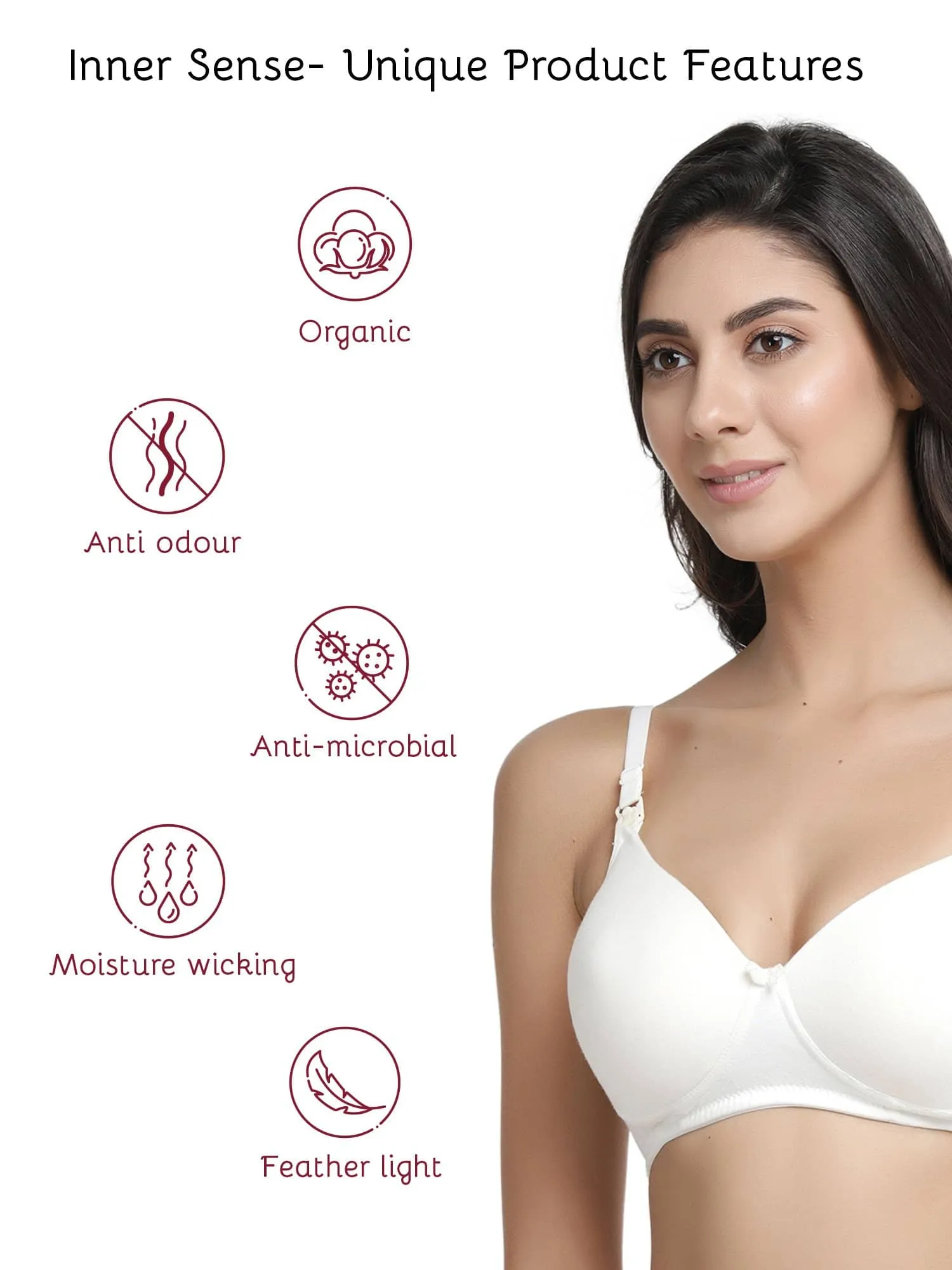 Organic Cotton Antimicrobial Padded NonWired Feeding Bra-IMB009D