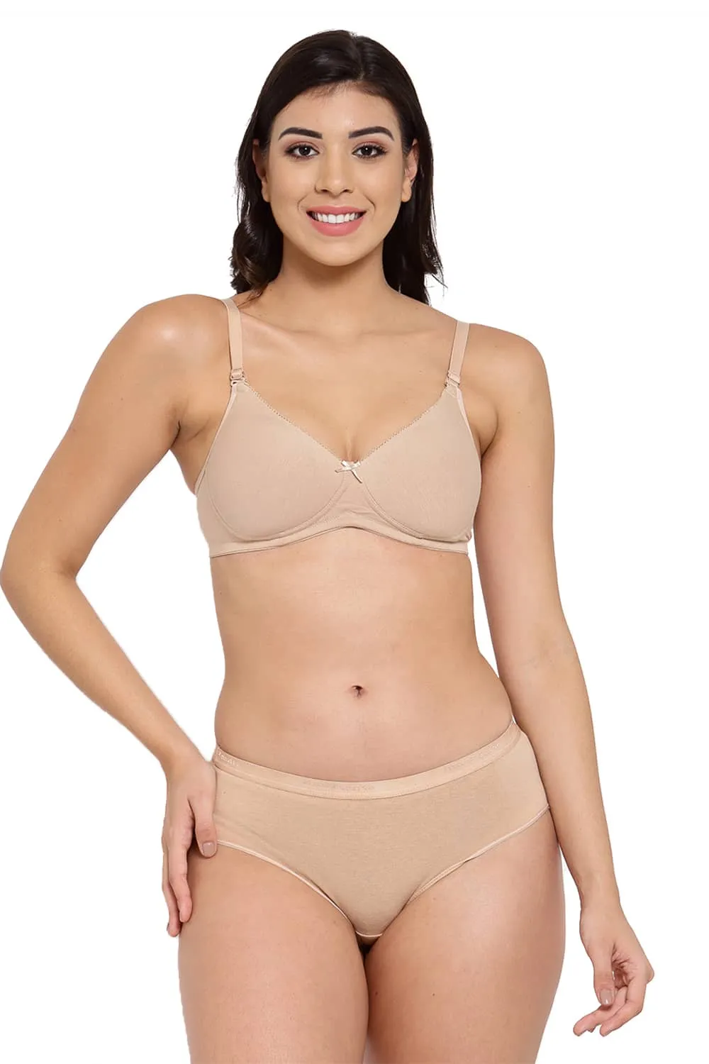 Organic Cotton Antimicrobial Padded t-shirt Bra & Panty Set-ISBP104_ISP002-Skin-