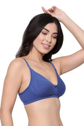 Organic Cotton  Antimicrobial Seamless Everyday Bra-ISB084-Royal Blue-