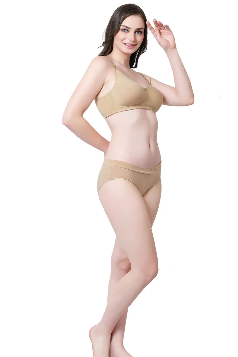 Organic Cotton  Antimicrobial Seamless Maternity Bra and Panty set-IMB011A_IMP102-Skin-