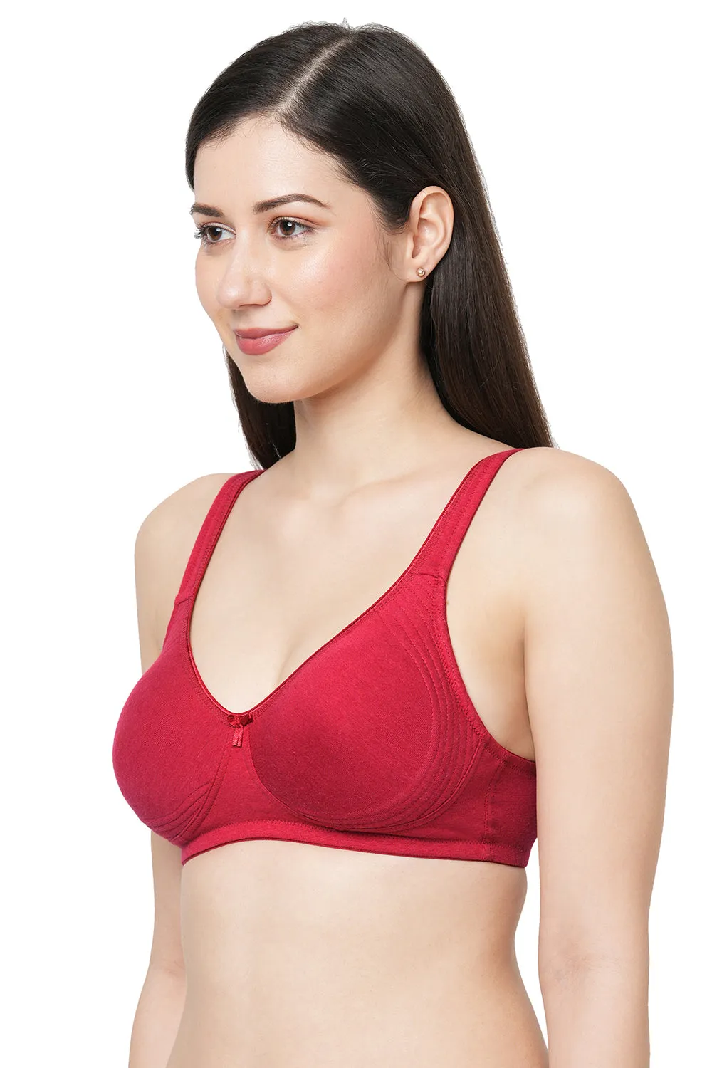 Organic Cotton  Antimicrobial  Seamless Side Support Bra-ISB057-Maroon-