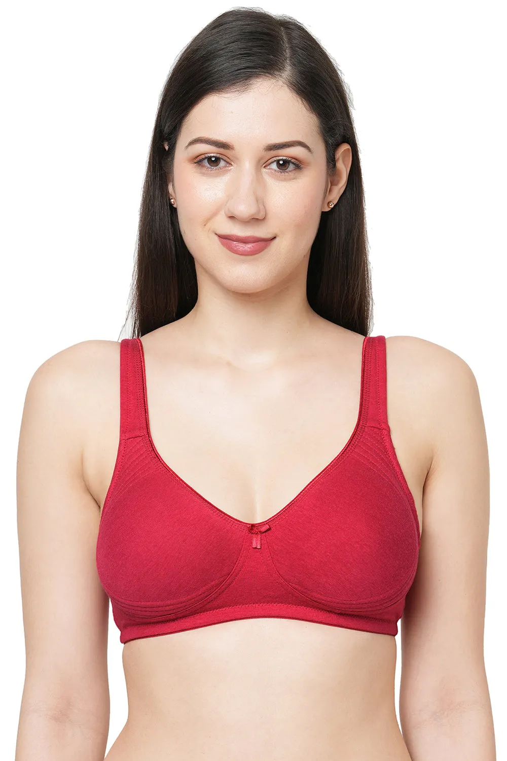 Organic Cotton  Antimicrobial  Seamless Side Support Bra-ISB057-Maroon-