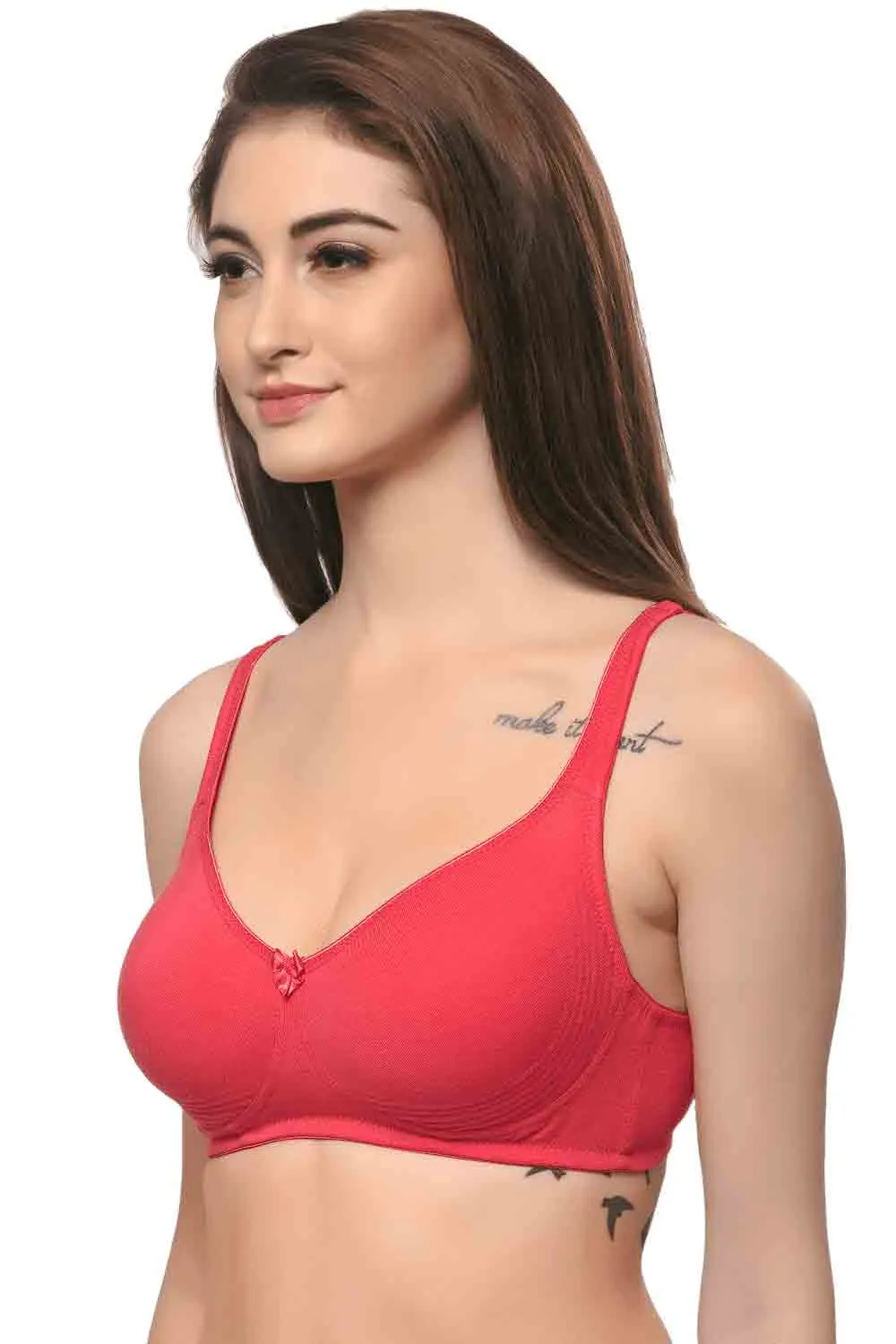 Organic Cotton  Antimicrobial  Seamless Side Support Bra (Pack of 2)-ISB057-Skin_Bright Pink-