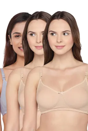 Organic Cotton Antimicrobial Soft Feeding Bra (Pack of 3)-IMB005A_5A_5D-