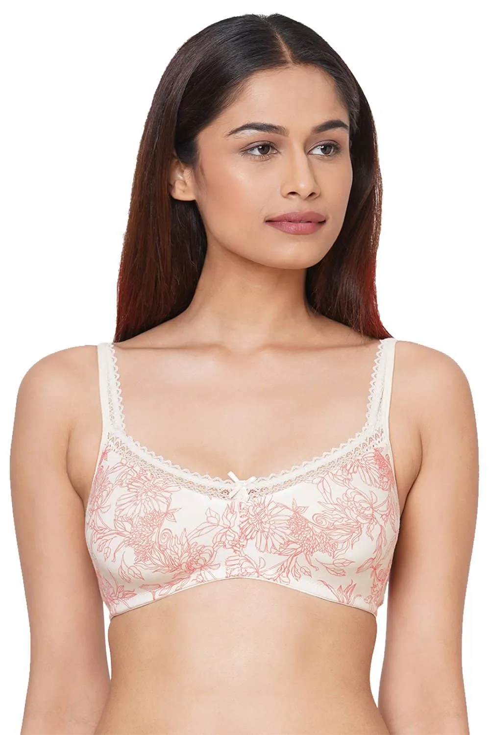 Organic Cotton Antimicrobial Soft Laced Bra-ISB017-Carrot Print-