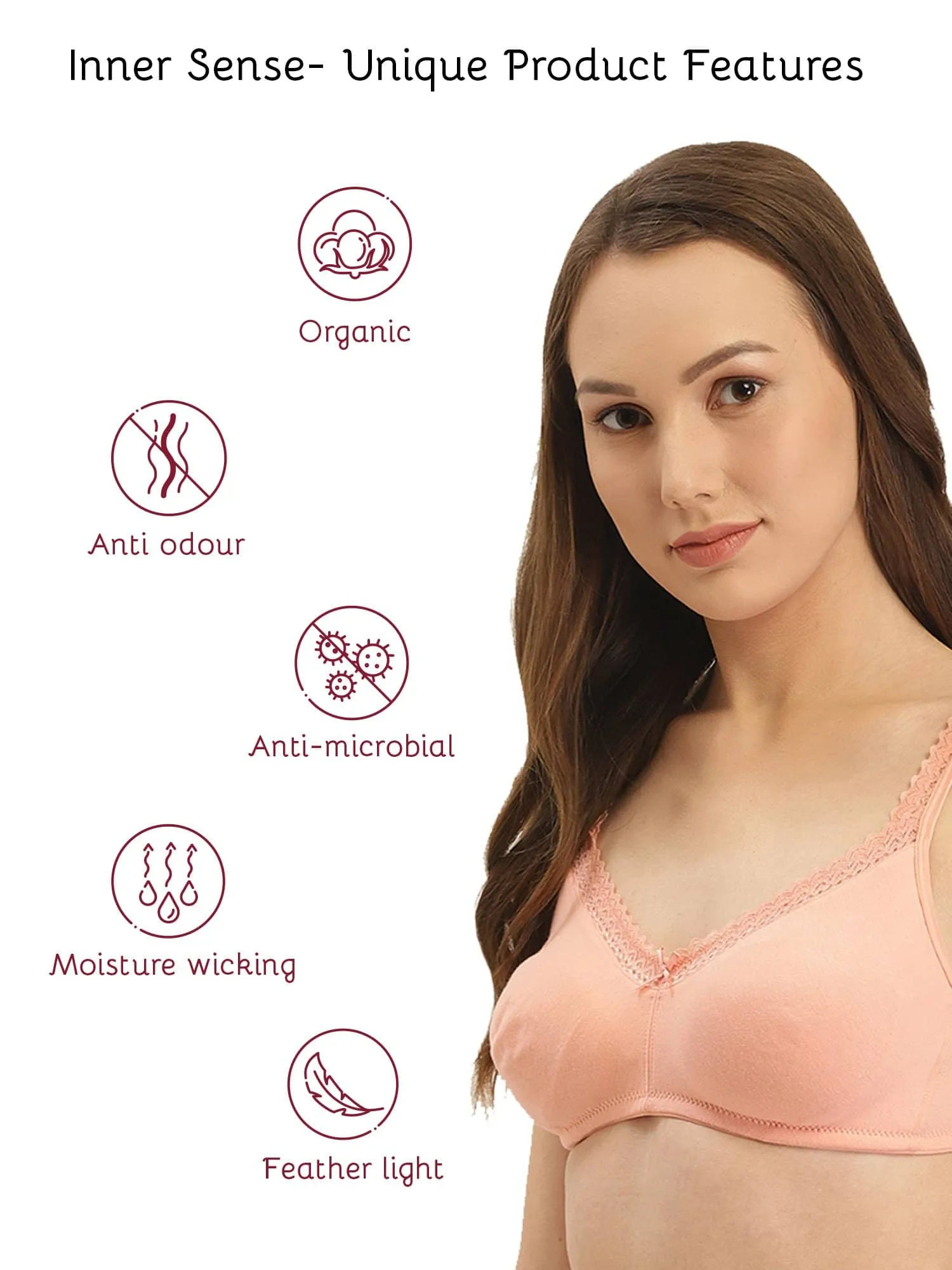 Organic Cotton Antimicrobial Soft Laced Bra (Pack of 3)-ISB017-C.Print_Peach_Peach-