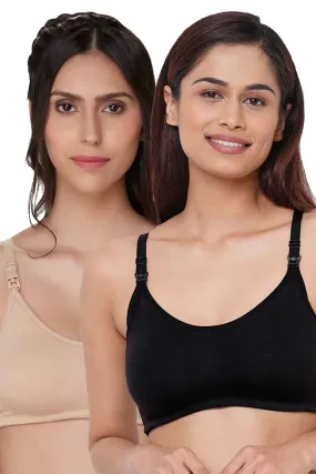 Organic Cotton Antimicrobial Soft Nursing Bra (Pack of 2)-IMB004A_IMB004E