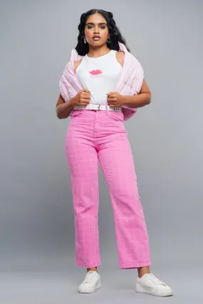 Pink Block Straight Jeans