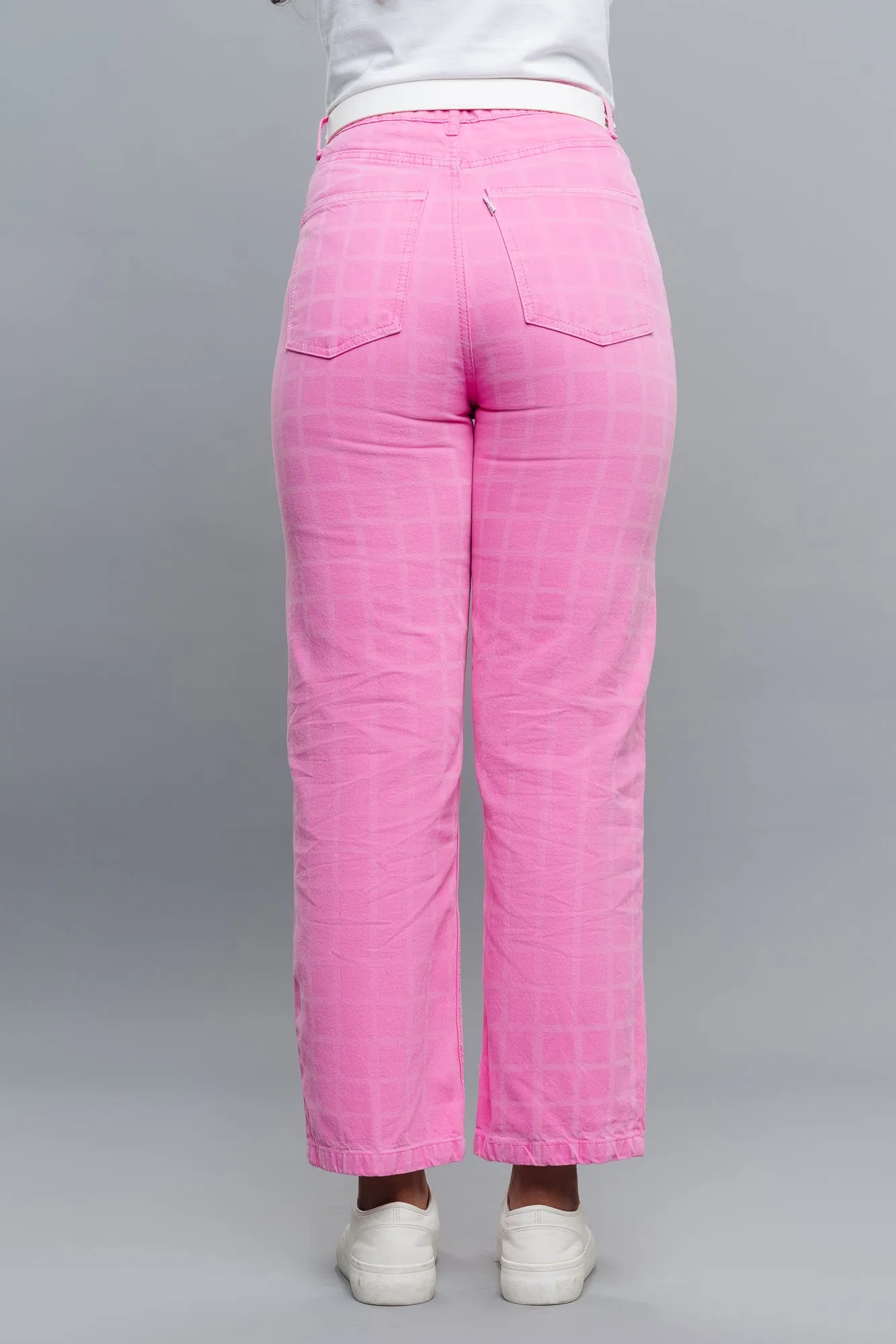 Pink Block Straight Jeans