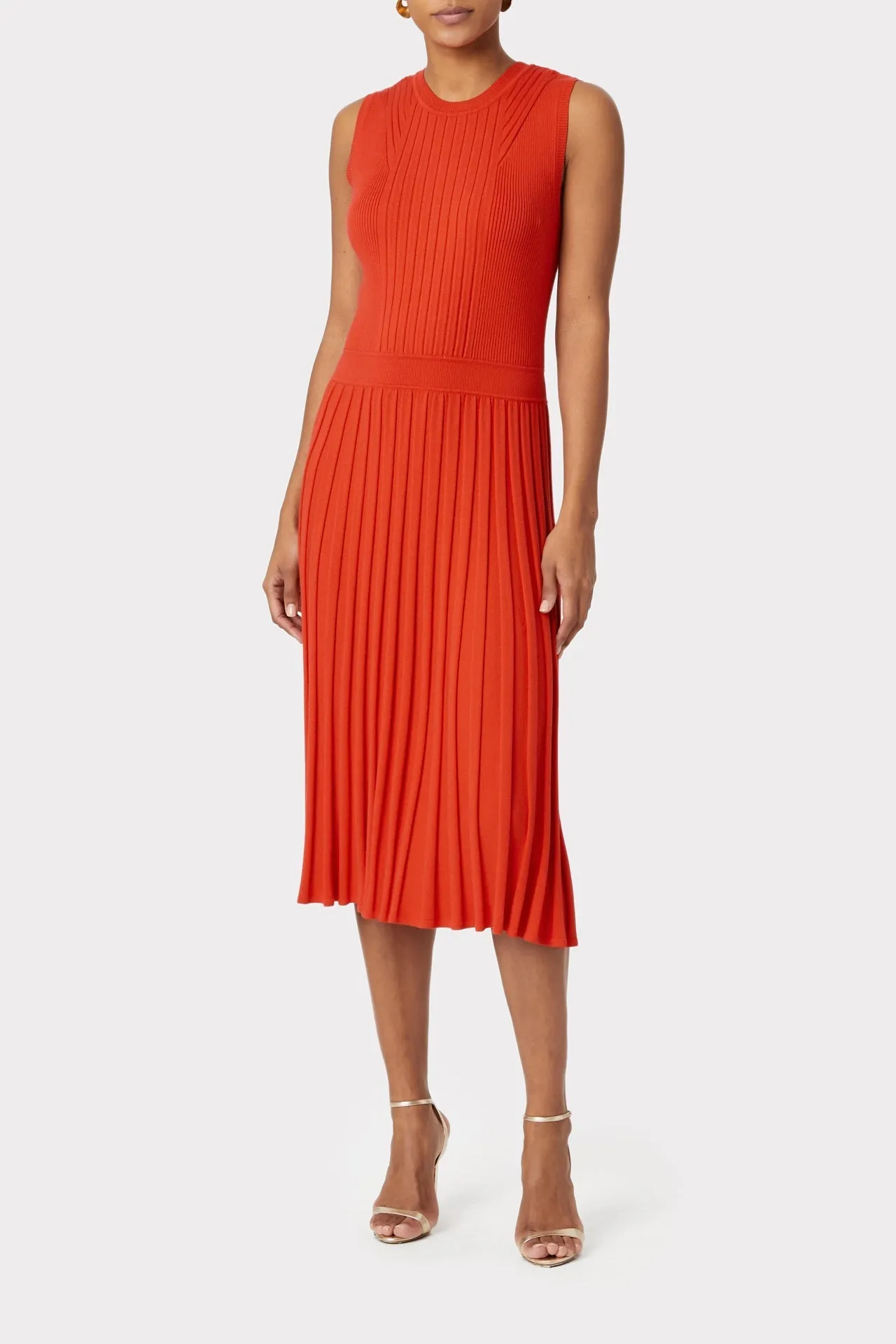 Rib Mix Pleated Dress