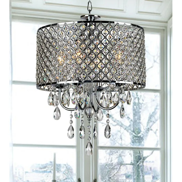 ShinyDay Light Shaded Drum Chandelier with Crystal Accents