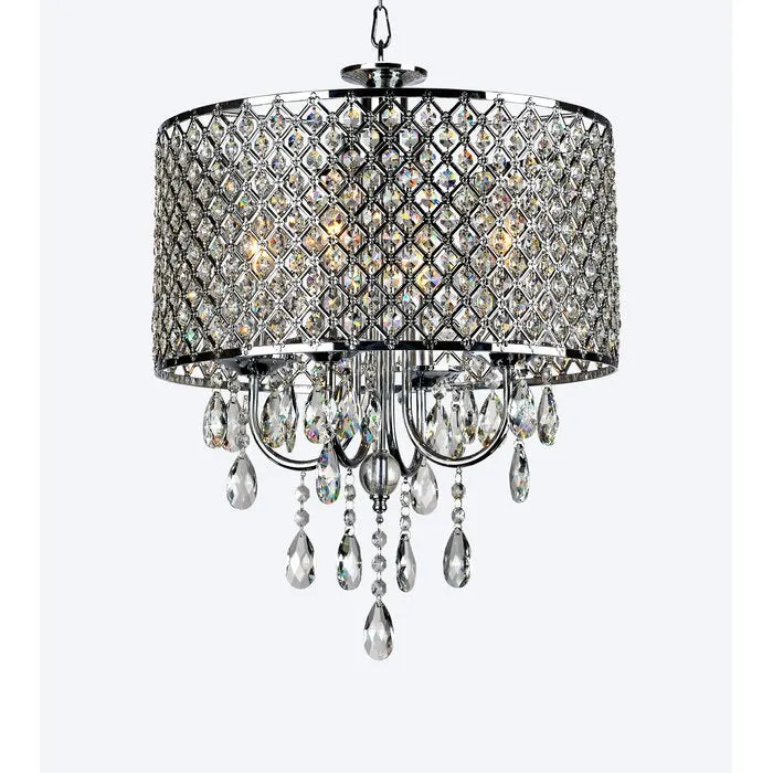 ShinyDay Light Shaded Drum Chandelier with Crystal Accents