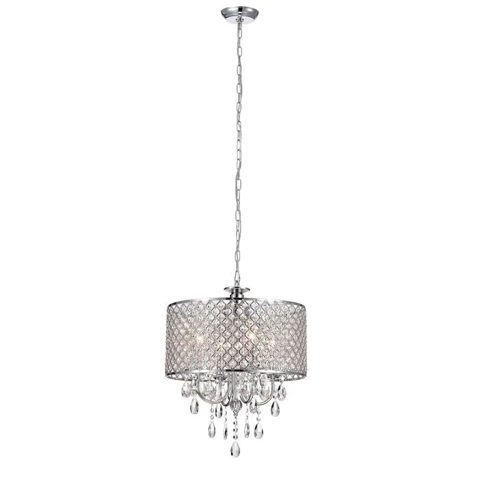 ShinyDay Light Shaded Drum Chandelier with Crystal Accents