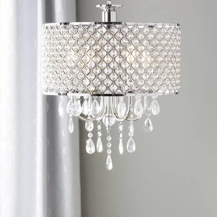 ShinyDay Light Shaded Drum Chandelier with Crystal Accents