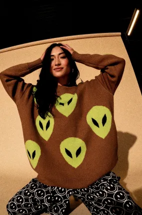 Too Cool For You Oversized Alien Knit in Coffee